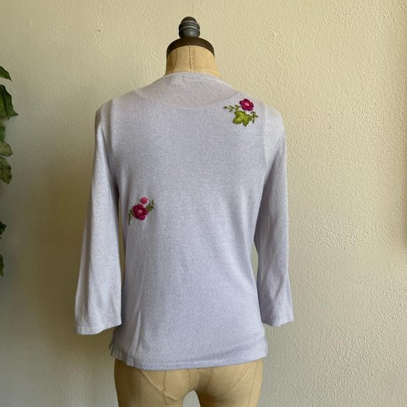 CARRIE FORBES 80'S Vintage Floral Embroidered Cardigan - Picture 2 of 8